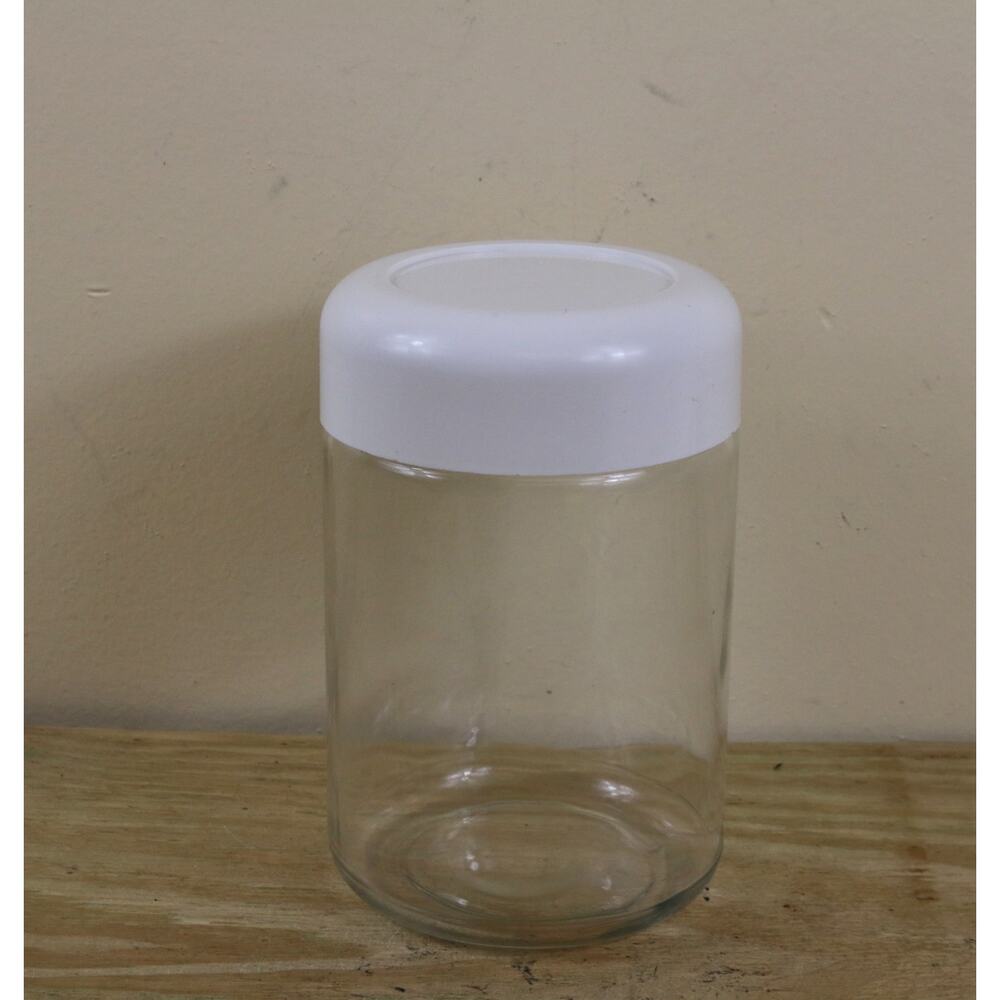 Heller Designs Massimo Vignelli Glass Jar 64 oz Canister White 8.5" Vintage 70s